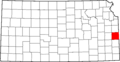 Map of Kansas highlighting Linn County