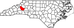 Mapa de Carolina del Norte con la ubicación del condado de Burke