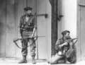Moroccan pro-king loyalists defending the RTM headquarters