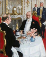 Paul Fischer - Kong Georg af Grækenland og Kong Edward VII af England skåler i champagne