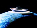 Planetoid crashing into primordial Earth