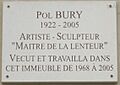 Plaque Pol Bury, 236 boulevard Raspail, Paris 14