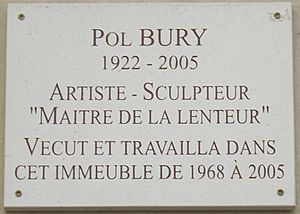 Archivo:Plaque Pol Bury, 236 boulevard Raspail, Paris 14