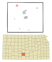 Pratt County Kansas Incorporated and Unincorporated areas Byers Highlighted.svg
