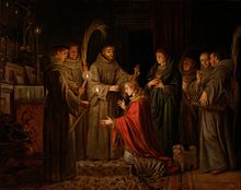 San Francisco cortándole el cabello a Clara de Asís, de Antonio Carnicero (Museo del Prado).jpg