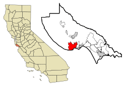 Santa Cruz County California Incorporated and Unincorporated areas Santa Cruz Highlighted.svg