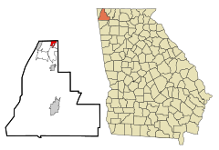 Walker County Georgia Incorporated and Unincorporated areas Rossville Highlighted.svg