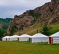 Yurts in the tourist camp. Mongolia