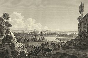 Archivo:1806-1820, Voyage pittoresque et historique de l'Espagne, tomo II, Vista de Sevilla tomada desde San Juan de Alfarache (cropped)