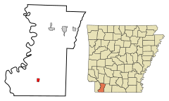 Lafayette County Arkansas Incorporated and Unincorporated areas Bradley Highlighted.svg