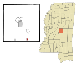 Leake County Mississippi Incorporated and Unincorporated areas Walnut Grove Highlighted.svg