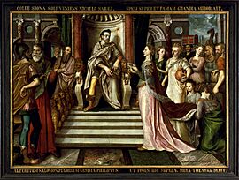 Archivo:Lucas de Heere - The Queen of Sheba visits King Solomon
