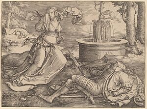 Archivo:Lucas van Leyden, Pyramus and Thisbe, 1514, NGA 8611