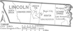 Archivo:Map of Lincoln County North Carolina With Municipal and Township Labels