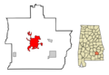 Pike County Alabama Incorporated and Unincorporated areas Troy Highlighted