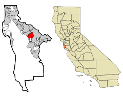 San Mateo County California Incorporated and Unincorporated areas San Carlos Highlighted.svg