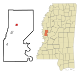 Sharkey County Mississippi Incorporated and Unincorporated areas Anguilla Highlighted.svg