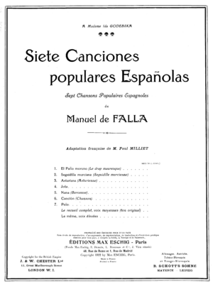 Archivo:Siete canciones populares españolas - page de titre (Eschig 1922)