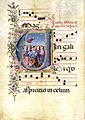 Bottega di domenico ghirlandaio, ascensione, antifonario edili 148 f. 47v. biblioteca medicea laurenziana