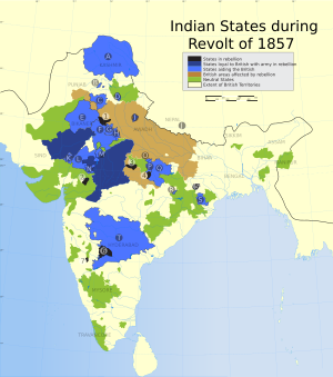 Archivo:Indian revolt of 1857 states map