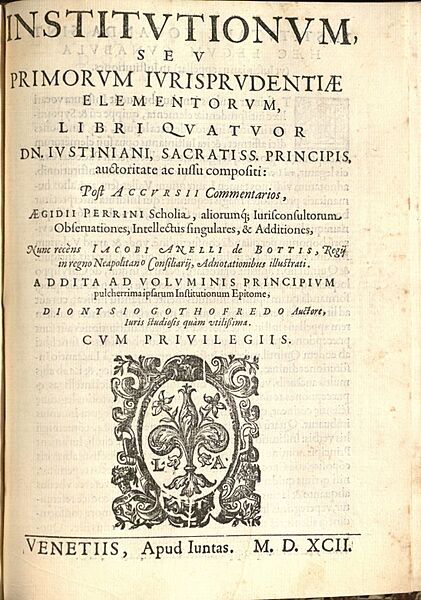 Institutiones Justiniani (1592)