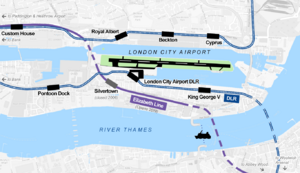 Archivo:London City Airport DLR and Crossrail
