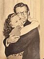 Lurene Tuttle hugs Robert Walker, 1946