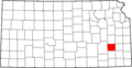 Map of Kansas highlighting Woodson County