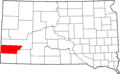 Map of South Dakota highlighting Custer County