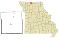 Mercer County Missouri Incorporated and Unincorporated areas South Lineville Highlighted