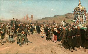 Archivo:Procesión de Pascua en la región de Kursk, por Iliá Repin