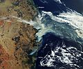 Satellite image of bushfire smoke over Eastern Australia (December 2019)