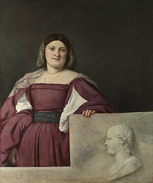 Archivo:Titian - Portrait of a Lady ('La Schiavona') - Google Art Project