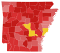 2020 United States Senate election in Arkansas results map by county