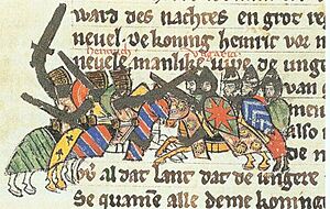 Archivo:Heinrich I. kämpft gegen die Ungarn
