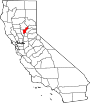 Mapa de California con la ubicación del condado de Yuba