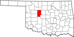 Map of Oklahoma highlighting Blaine County.svg