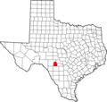 Map of Texas highlighting Real County