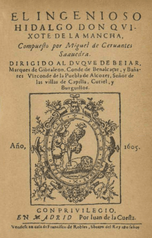 Archivo:Miguel de Cervantes (1605) El ingenioso hidalgo Don Quixote de la Mancha