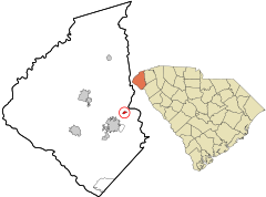 Oconee County South Carolina incorporated and unincorporated areas Newry highlighted.svg