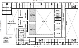 Plano del Convento de San Camilo, en la parte superior se aprecia el conjunto de las Calderas