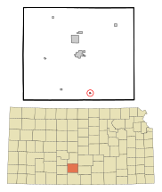 Pratt County Kansas Incorporated and Unincorporated areas Sawyer Highlighted.svg