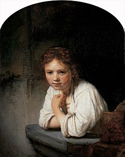 Archivo:Rembrandt, Girl in the Window, 1645, Dulwich Picture Gallery, London