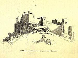 Archivo:1889, España, sus monumentos y sus artes, su naturaleza e historia, Soria, Gormaz, Vista parcial del histórico castillo, Isidro Gil (cropped)