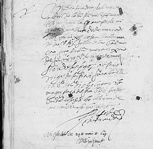 Archivo:Acta matrimonial fechada en 1619 en la pedanía de Mercadillo, del municipio de Muñoz
