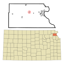 Atchison County Kansas Incorporated and Unincorporated areas Lancaster Highlighted.svg