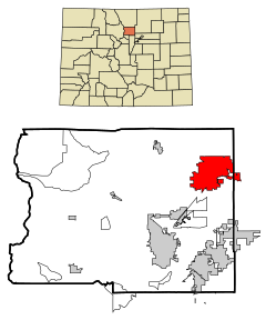Boulder County Colorado Incorporated and Unincorporated areas Longmont Highlighted.svg