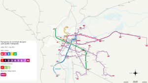 Archivo:Carte transports Lyon juillet 2022