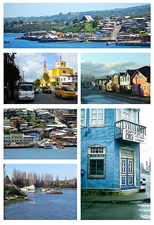 Collage de la ciudad de Castro, capital comunal.