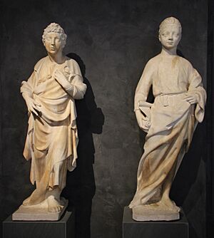 Archivo:Donatello (sx) e nanni di banco (dx), profetini dalla porta della mandorla, 1404-1409 ca